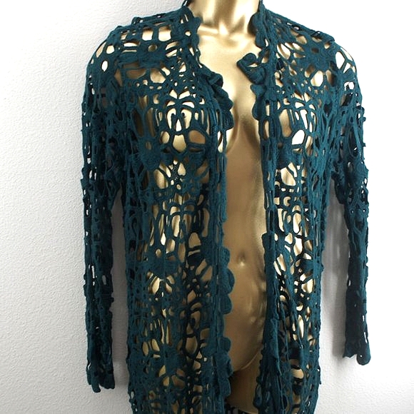 Chicos long crocheted cardigan sweater size 2 - Picture 1 of 4